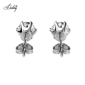 Pierre précieuse parfaite Moissanite diamant 925 argent sterling 18k plaqué or Solitaire boucles d'oreilles bijoux de destin - Product Image 5