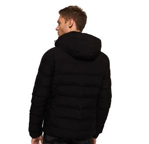 Veste d'hiver décontractée à capuche grande taille pour hommes, tissu en polyester imprimé avec logo personnalisé noir, tricoté en coton délavé - Product Image 3
