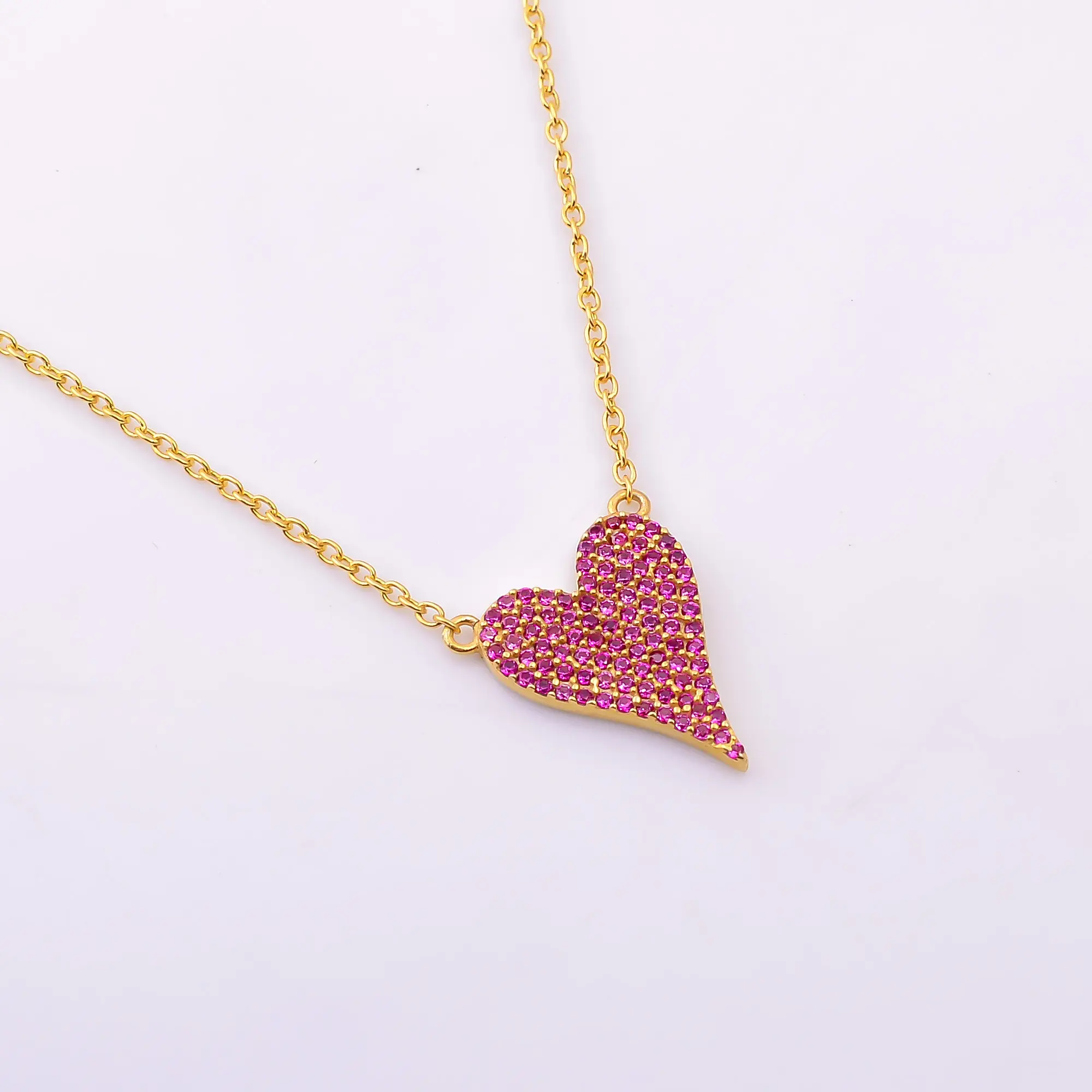 Модное ожерелье с подвеской в форме сердца из стерлингового серебра 925 пробы с красным Цирконом