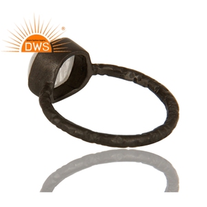 Anillo apilable de plata de ley chapada en rodio, piedra lunar de arcoíris Natural facetado, fabricante de joyería - Product Image 3