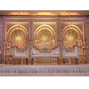 Nuevo Estilo de Marco 3D para Escenario de Recepción, Aspecto Plateado, Decoración de Fondo de Escenario de Boda de Ensueño, Marcos de Escenario de Boda Contemporáneos, Dinamarca - Product Image 1