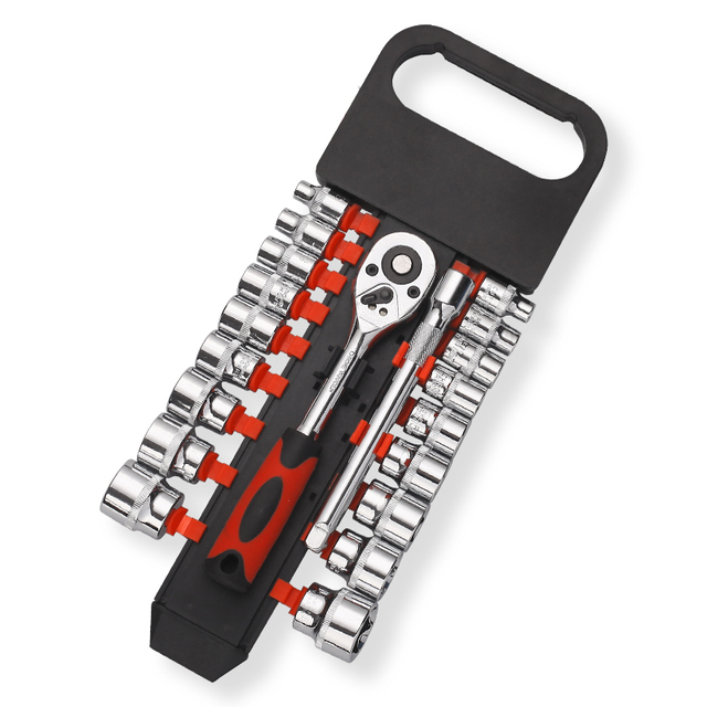 20PCS 3/8' Drill Socket Wrench Set Mirror Finish Machine Auto Repair Tools Combination Set Hand Movement Impact Socket Wrench