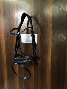 Bride équitation en cuir pur pour cheval, personnalisée, vitesse hippique - Product Image 2