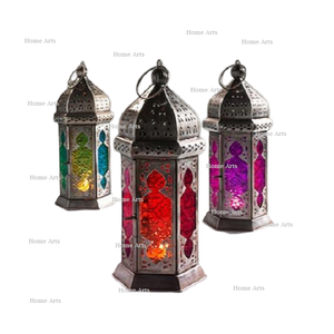 <b>Set</b> Of 2 Iron And Glass <b>Lantern</b> Customized Shape And Size Multi Color Hanging <b>Lantern</b> For Indoor And Outdoor Use - Product Image 2