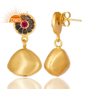 ต่างหูเพทายสีแดงธรรมชาติดีไซน์ทำด้วยมือล่าสุดสำหรับผู้หญิงเครื่องประดับแฟชั่นของขวัญสำหรับผู้หญิงสำหรับผู้หญิง - Product Image 3