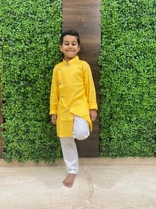 Kurta para Hombre, Simple, Color Caqui Puro, Cosido a Mano, Kurta Informal de Color Puro para Niños, Conjunto de Kurta y Pijama de Moda para Niños - Product Image 3