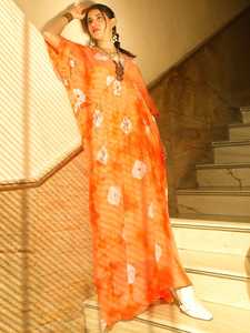 Mujeres 100% rayón Tie-Dye Kaftan Casual Long Beach hecho a mano verano vestido de talla grande hasta el suelo cintura Natural lavable - Product Image 4