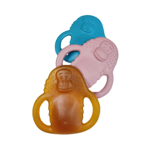 Mordedor de goma Natural sin BPA para bebé, juguete mordedor rosa de marca privada que ayuda a aliviar el dolor de la dentición en mono, patrón de Animal - Product Image 4