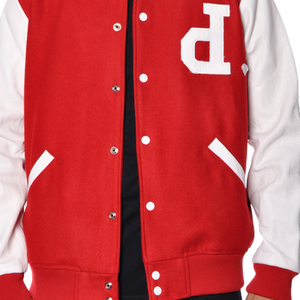 Nouveauté veste de baseball pour hommes personnalisable enduit polaire chenille broderie col rond fermeture éclair décontracté vente en gros blanc - Product Image 2