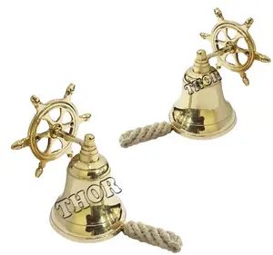 Brass Ships Bell Wall Mountable - Clear Ring for Indoor and Outdoor Use Solid Brass Heavy Bracket Ship Bell