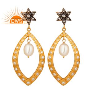 Ensemble de boucles d'oreilles pendantes en argent 925, perle en Zircon blanc, fabrication de bijoux, livraison gratuite - Product Image 1