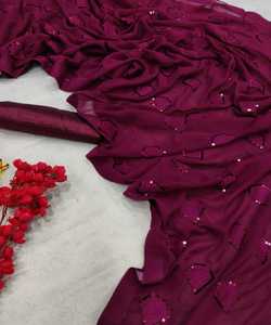 Ropa de fiesta bordada pesada Nueva colección Todos los tamaños y tela de red de color Ropa de mujer India bordada Saree listo con ropa - Product Image 4