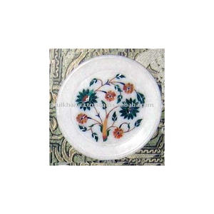 Assiette en marbre décorative incrustée à la main, japonaise - Product Image 1