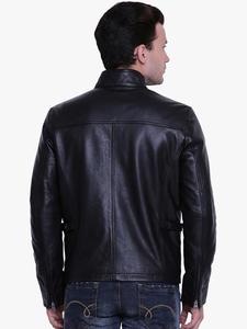 OEM Service Custom Fashion Men Black Solid <b>Leather</b> <b>Jacket</b> High Quality Biker <b>Jacket</b> Wholesale <b>Leather</b> Outerwear - Product Image 2