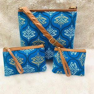 Ikkat Fabric Combo <b>Evening</b> <b>Bags</b> with Cotton Lining Premium Material for Stylish Occasions - Product Image 1