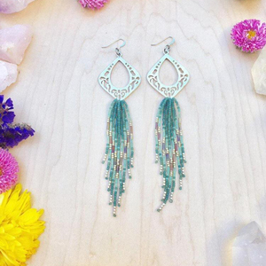   Pendientes de Cuentas Bohemios Hechos a Mano, Pendientes Largos de Cuentas - Product Image 1