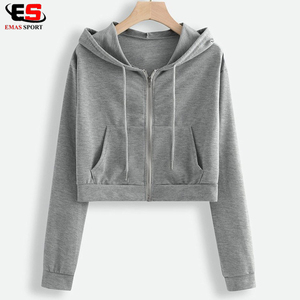 Luxurious Personalized Custom Front <b>Womens</b> Breathable Eco-Friendly Winter CropTop <b>Zipper</b> <b>Hoodie</b> Fleece Windproof Premium - Product Image 5