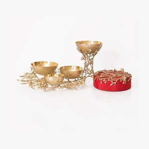 Handmade Brass Gold Color <b>Bakhoor</b> Burner Designer Round Shape <b>Oud</b> Burner With Nut Server At Competitive Price - Product Image 4