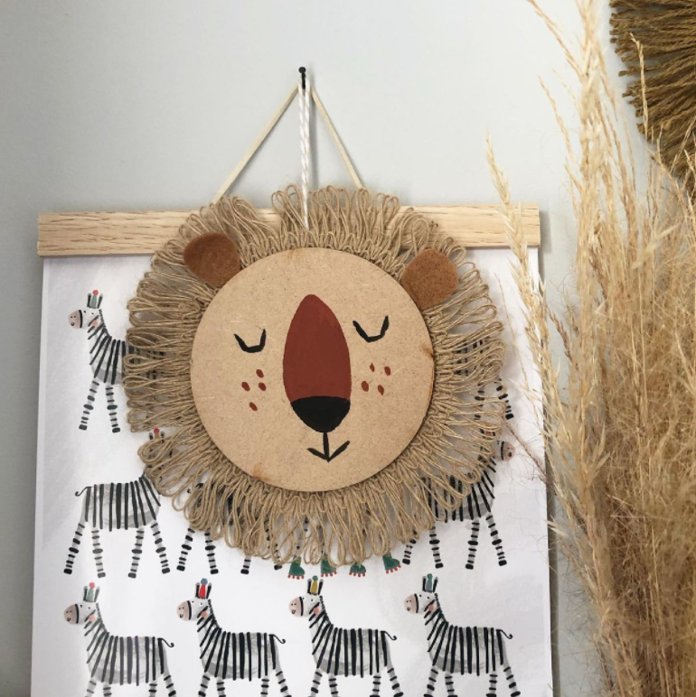 Wholesales Boho Cotton Handcrafts Raffia Cute Hanging Fox Macrame Animal Baby Room Wall Decor
