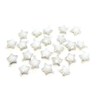 White Agate 14-16 MM <b>Brass</b> Pendant Star Shape Silver Plated Faceted Stone with Bail For <b>Jewellery</b> Making - Product Image 4