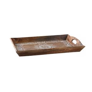 Bandeja de servicio de madera de acacia al mejor precio Bandeja de madera natural hecha a mano con diseño elegante y asas - Product Image 3