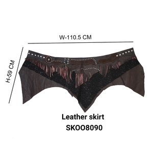 Minifalda de piel sintética personalizada para mujer, plisada sólida, cintura alta, bordado, transpirable, informal, ropa de calle, moda larga Natural - Product Image 2