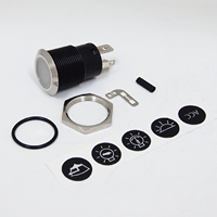 Interrupteur à bouton-poussoir lumineux en métal YIS Marine 19 mm 12 V IP67 20 A avec anneau LED anti-vandalisme rond marche/arrêt pour applications marines