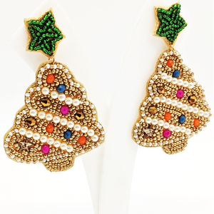 Déclaration Géométrique Ethnique Perles de Rocaille Vertes Tressées à la Main Boucles d'Oreilles Créoles en Rotin Acrylique Perles Idée Cadeau Tendance - Product Image 1