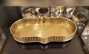 Plateau de service à thé et à café de meilleure qualité pour la maison Articles de cuisine Décor de plat de service d'hôtel Plateaux de nourriture en métal au design moderne plaqué or - Product Image 6