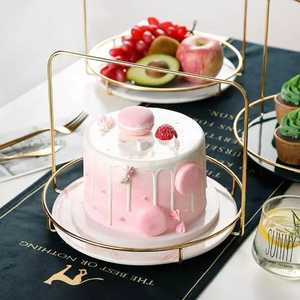 Offre Spéciale nouvelle assiette à gâteau design en acier inoxydable doré pour mariage - Product Image 6