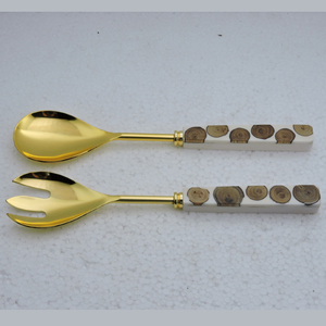 Serveur à salade manche en résine et acier inoxydable outils à main à salade de haute qualité Serveur à salade pour magasin général Cuillères de service Mélange - Product Image 5