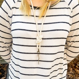 Nautical Rope Lanyard in Natural White | Antique Bronze Clasp | Nautical Knot Lanyard | Diffuser | Cotton Rope Lanyard | Badgeho - Product Image 1