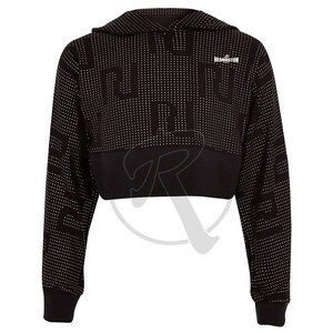 OEM Service เสื้อครอปผู้หญิงแบบสั้นมีฮู้ด,เสื้อครอปผู้หญิงสไตล์ครอปแบบมีหมวกแขนยาว - Product Image 2