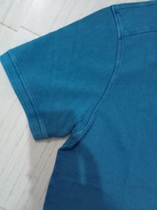 Men's Comfortable <b>Half</b> Sleeve 100% Cotton for Polo T-<b>Shirt</b> <b>Button</b> <b>Shirt</b> in Solid Blue for Summer - Product Image 3