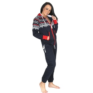 Femmes Dames Imprimé À Capuche Zip Tout En Un Combinaison Polaire Vêtements De Nuit - Product Image 2