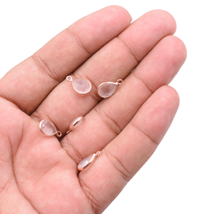 Cuarzo Rosa Forma de pera Bisel de Plata de Ley 925 Colgante chapado en oro rosa Fabricación de joyas hechas a mano - Product Image 4