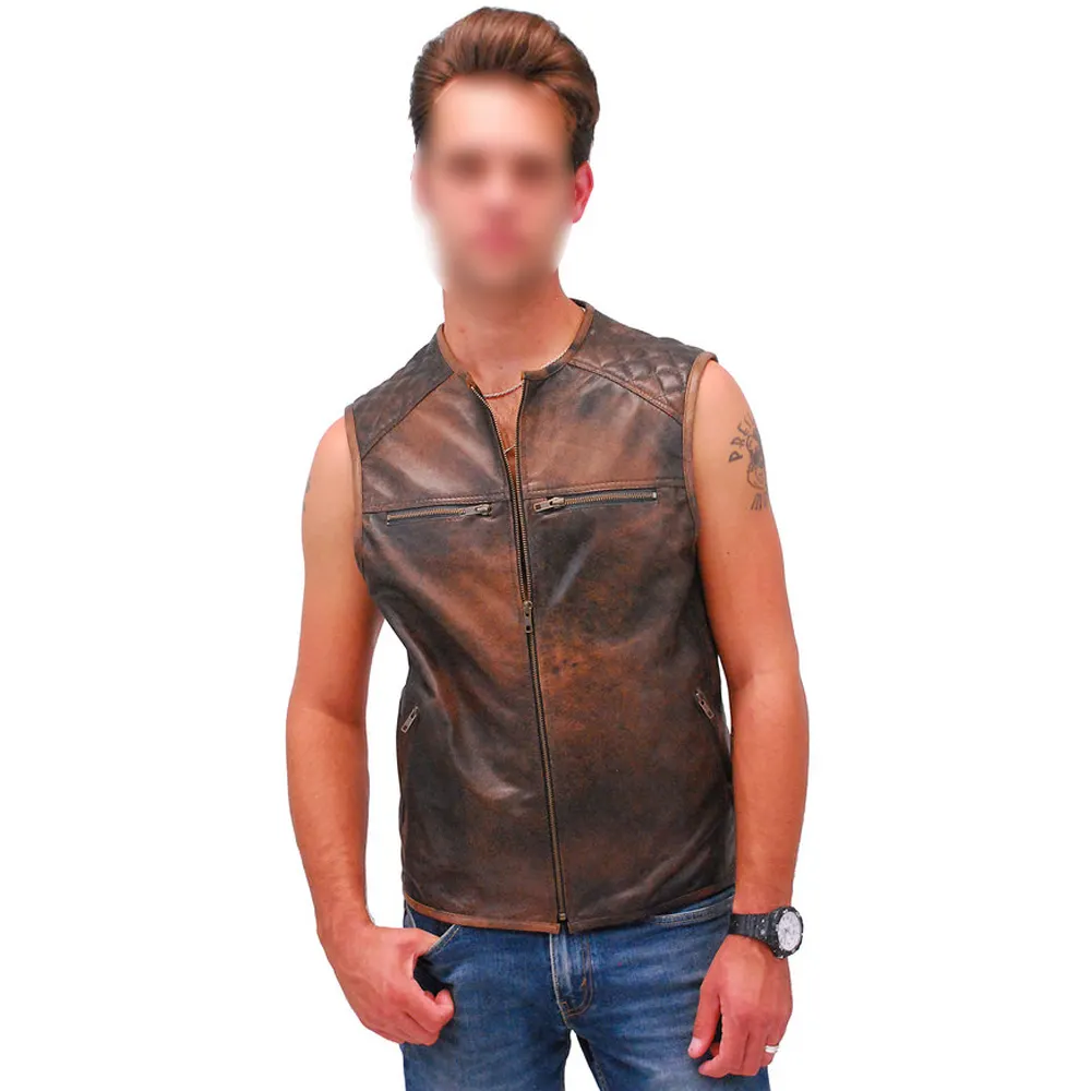 S, M, L, XL, XXL New Sexy Men Leather Vest Underwear Shirt Customized Men Wear Leather Vest By ALIF TREND ENTERPRISES