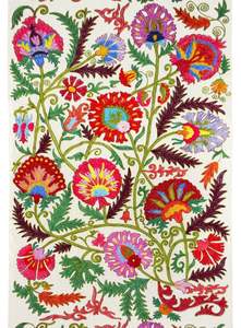 Gốc Uzbekistan Nghệ Thuật Lụa Thêu Bọc Thổ Nhĩ Kỳ Suzani Vải Cho Ottoman Tường Nghệ Thuật Runner Sofa Ném Bảng Quần Áo Tấm Thảm - Product Image 3