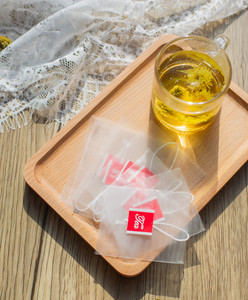 Kantong Teh Piramida Biodegradable dari Serat Jagung PLA Populer dengan Tali dan Label - Product Image 3