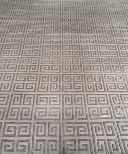 Alfombra India geométrica moderna de buena calidad, 80 nudos, lana anudada a mano/viscosa, tejido Tibetano para cada necesidad de hogar - Product Image 2