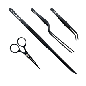 Lot de 4 pincettes de Chef en acier inoxydable, pièces, accessoires de cuisine, d'affûtage, à pointe droite, de couleur noire, CE ISO - Product Image 1