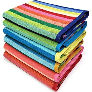 ผ้าขนหนูชายหาดผ้าฝ้ายออร์แกนิกลายทาง100% สีแดงสีขาวและสีดำ - Product Image 4