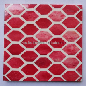 Wholesale Classic Square Pattern Bone Inlay Coaster <b>Set</b> <b>PC</b> Material Tea Cup Coffee Mug Mat/Pad for Home Kitchen Use for Hotels - Product Image 3