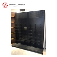 Étagère à chaussures murale simple face en métal avec panneau perforé, finition poudrée personnalisée, emballage plat, pour présentation en magasin de détail SWIFT