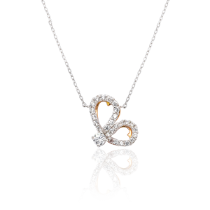 Calista Jewelry Colgante de mariposa de oro de 18 quilates con corte brillante Zirconia cúbica Cadena de eslabones de plata chapada en rodio para regalo de boda - Product Image 5