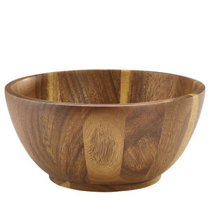 Tazón para servir ondulado de madera de acacia al por mayor para ensaladas de frutas con forma de tazón de diseño de madera y pulido - Product Image 2