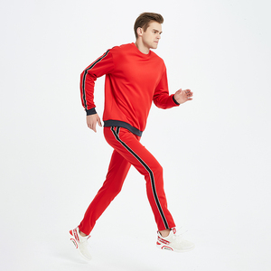 Wholesale Men's Crew Neck Side Stripe Tracksuit With Ribbed Hem Men's Pullover Pain Sweatsuit - Product Image 5