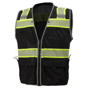 Gilet di sicurezza riflettente in poliestere di cotone ad alta visibilità personalizzato gilet riflettente di sicurezza in tessuto di poliestere gilet riflettente da lavoro