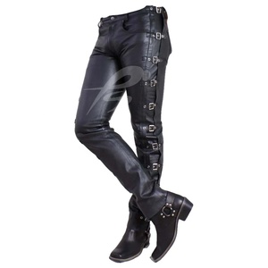 Pantalon de moto pour homme PIHA SPORTS, en cuir véritable noir, imperméable, coupe-vent, pour course et tourisme, écologique, véritable cuir de motard - Product Image 3