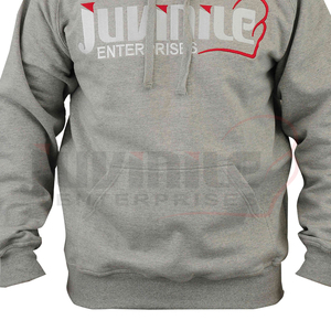 เสื้อฮู้ดสีเทาของผู้ชายผ้าฝ้ายผสมกับกางเกงยีนส์ขาดสำหรับฤดูหนาวผ้า100% พื้นฐานดีไซน์ใหม่ - Product Image 5